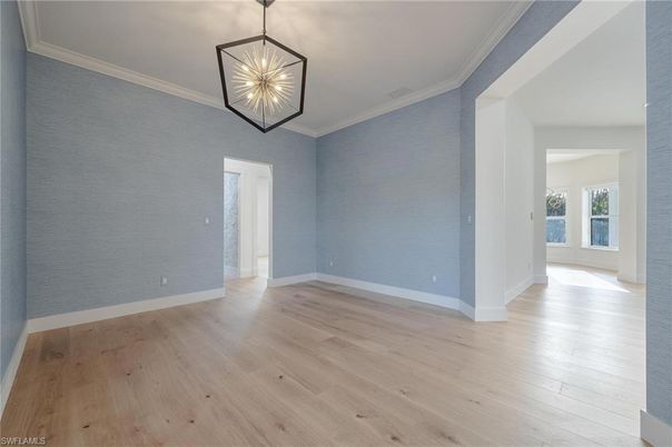 Empty room, Interior, Pendant Lights, Wood Texture Flooring