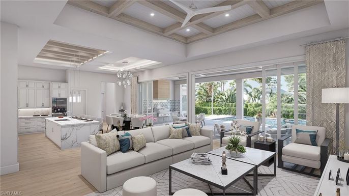 Dining room, Interior, Kitchen, Living room, Pendant Lights, Recessed Lighting, Wooden Beams, Wooden Ceilings, Wood Texture Flooring