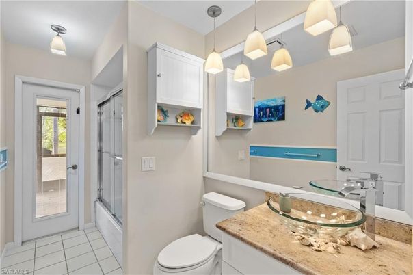 Bathroom, Glass Shower, Interior, Pendant Lights