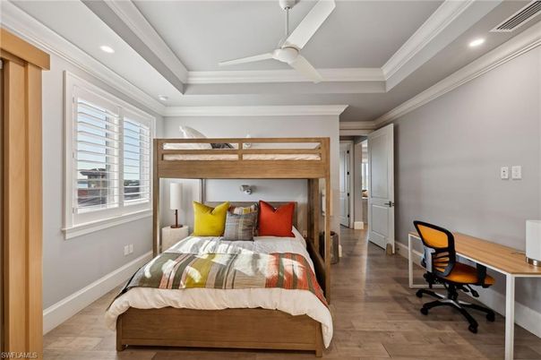 Bedroom, Home Office, Interior, Recessed Lighting, Wood Texture Flooring