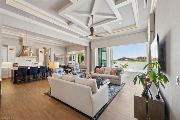 Dining room, Interior, Kitchen, Living room, Pendant Lights, Recessed Lighting, Wood Texture Flooring