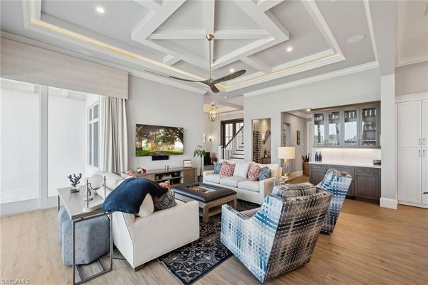 Interior, Living room, Recessed Lighting, Wood Texture Flooring