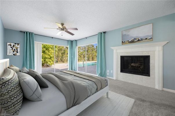 Bedroom, Fireplace, Interior
