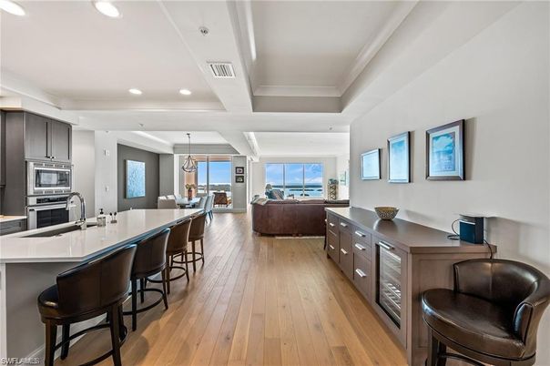 Interior, Kitchen, Living room, Pendant Lights, Recessed Lighting, Stainless Steel Appliances, Wood Texture Flooring