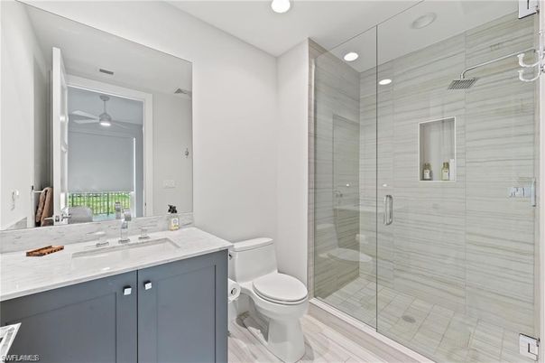 Bathroom, Glass Shower, Interior, Recessed Lighting