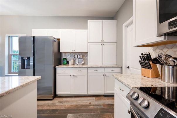 Interior, Kitchen, Stainless Steel Appliances, Wood Texture Flooring