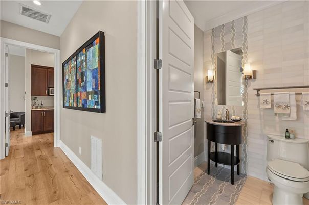 Bathroom, Interior, Recessed Lighting, Wood Texture Flooring