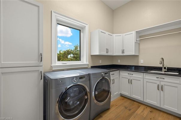 Interior, Washer, Wood Texture Flooring