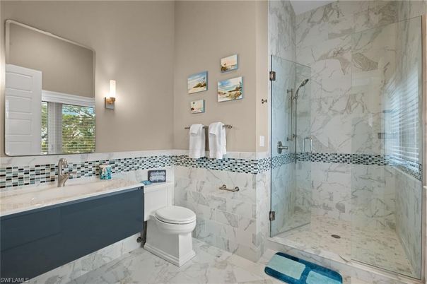Bathroom, Glass Shower, Interior, Marble, Marble Walls