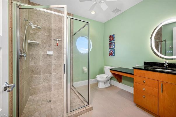 Bathroom, Glass Shower, Interior, Recessed Lighting