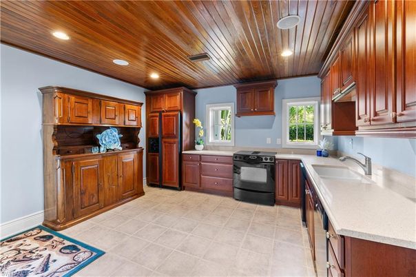 Interior, Kitchen, Recessed Lighting, Wooden Ceilings