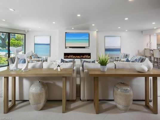 Fireplace, Interior, Living room, Recessed Lighting, Water
