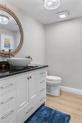 Bathroom, Interior, Recessed Lighting, Wood Texture Flooring
