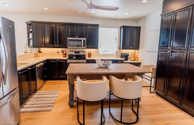 Interior, Kitchen, Recessed Lighting, Wood Texture Flooring