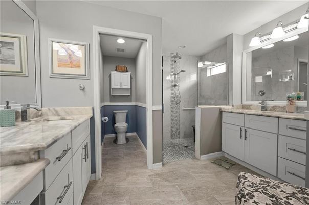 Bathroom, Dual Sink Vanities, Glass Shower, Interior, Recessed Lighting