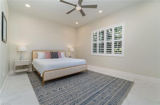 Bedroom, Interior, Marble, Recessed Lighting