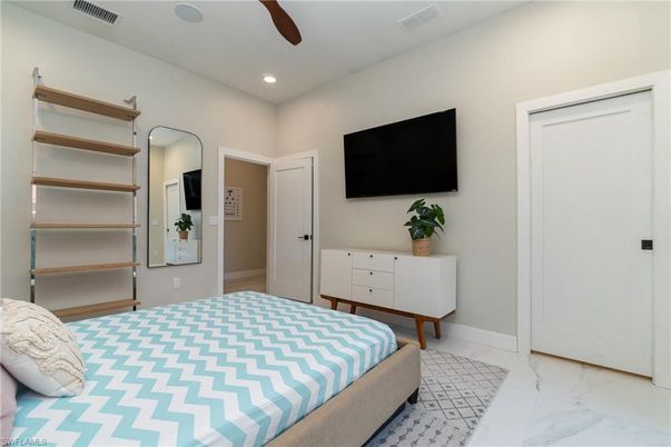 Bedroom, Interior, Marble, Recessed Lighting