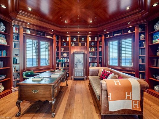 Home Office, Interior, Recessed Lighting, Wooden Ceilings, Wood Texture Flooring