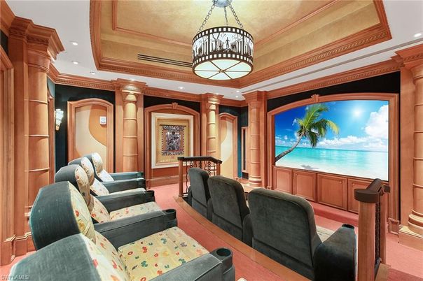Home Theatre Room, Interior, Pendant Lights, Projection Screen, Recessed Lighting, Theatre Room