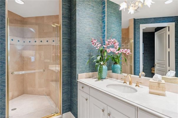 Bathroom, Glass Shower, Interior, Recessed Lighting