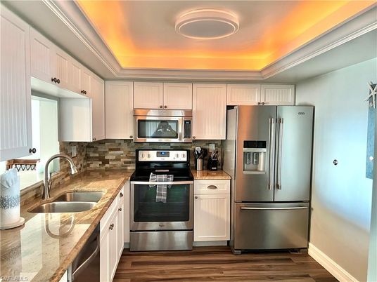 Interior, Kitchen, Stainless Steel Appliances, Wood Texture Flooring