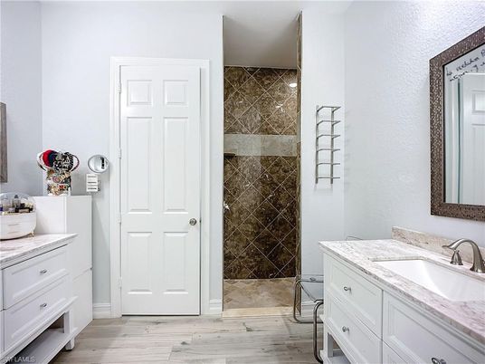 Bathroom, Glass Shower, Interior, Wood Texture Flooring