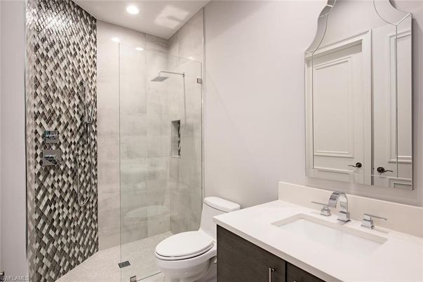 Bathroom, Glass Shower, Interior, Recessed Lighting