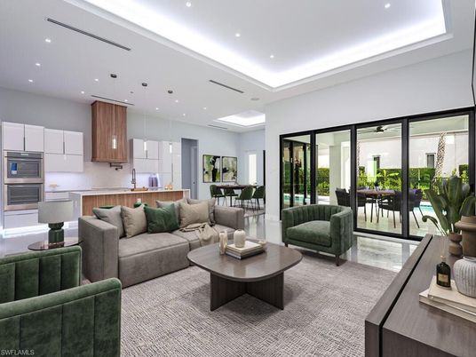 Dining room, Interior, Kitchen, Living room, Pendant Lights, Recessed Lighting, Stainless Steel Appliances