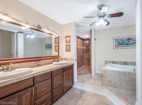 Bathroom, Dual Sink Vanities, Glass Shower, Interior, Tile Countertops