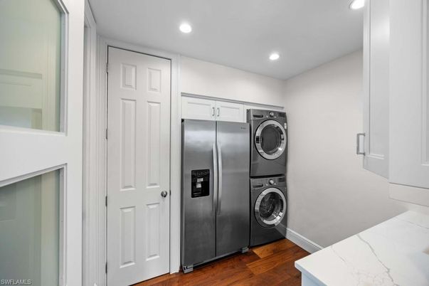 Interior, Recessed Lighting, Utility Closets, Washer, Wood Texture Flooring