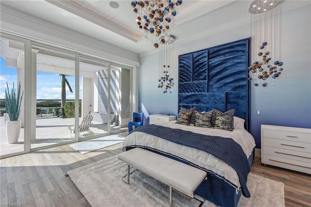 Bedroom, Interior, Pendant Lights, Wood Texture Flooring