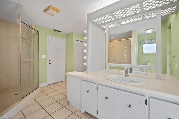 Bathroom, Glass Shower, Interior, Recessed Lighting, Tile Countertops