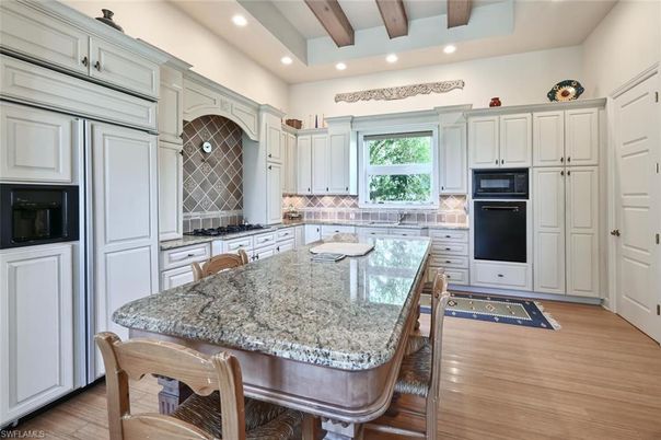 Interior, Kitchen, Recessed Lighting, Wooden Beams, Wood Texture Flooring