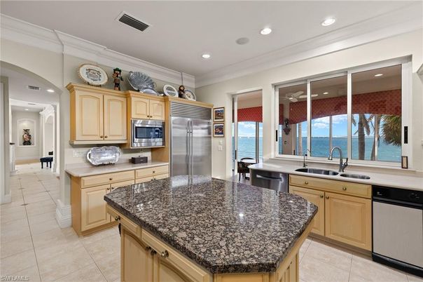 Interior, Kitchen, Recessed Lighting, Stainless Steel Appliances, Water
