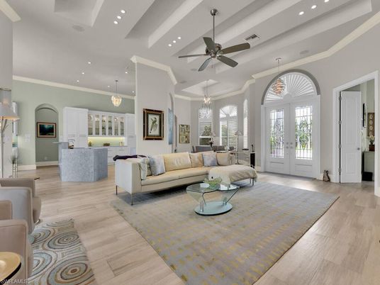 Interior, Living room, Pendant Lights, Recessed Lighting, Wood Texture Flooring