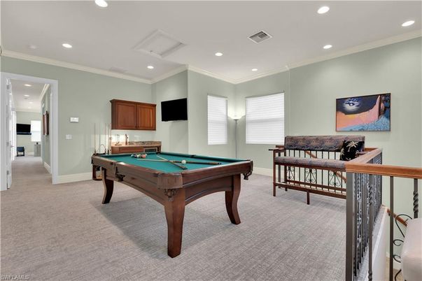 Billiard Table, Game Room, Interior, Recessed Lighting