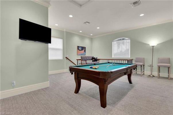 Billiard Table, Game Room, Interior, Recessed Lighting