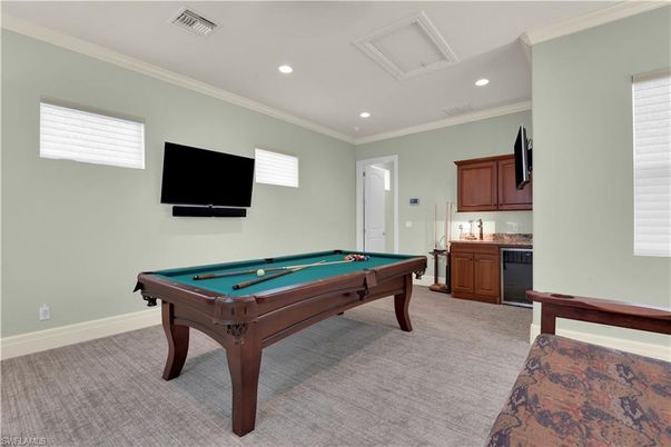 Billiard Table, Game Room, Interior, Recessed Lighting