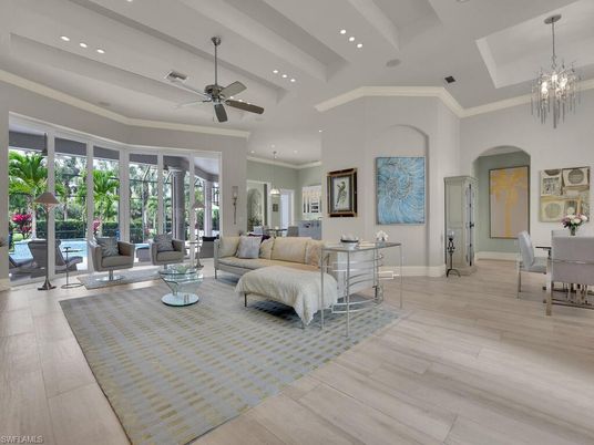Chandelier, Dining room, Interior, Living room, Pendant Lights, Recessed Lighting, Wood Texture Flooring