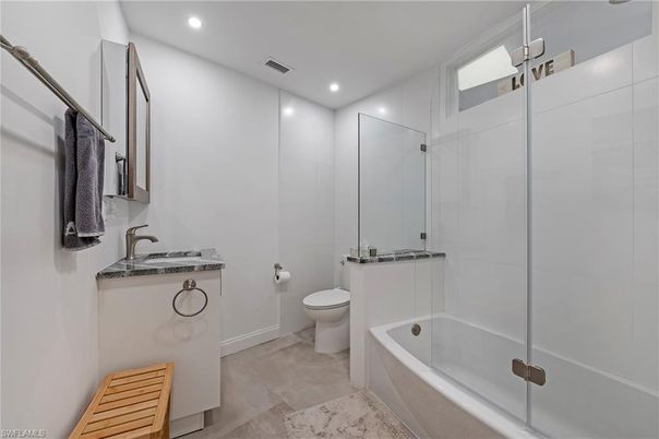 Bathroom, Glass Shower, Interior, Recessed Lighting