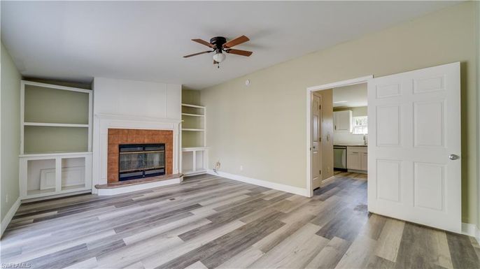 Empty room, Fireplace, Interior, Wood Texture Flooring