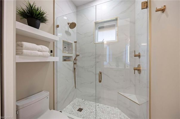 Bathroom, Glass Shower, Interior, Marble Walls