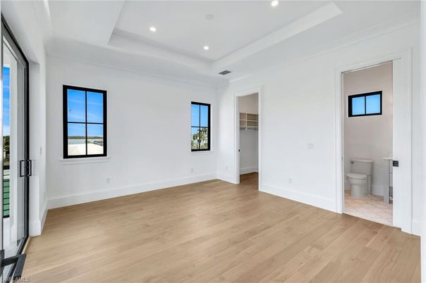 Bathroom, Empty room, Interior, Recessed Lighting, Wood Texture Flooring