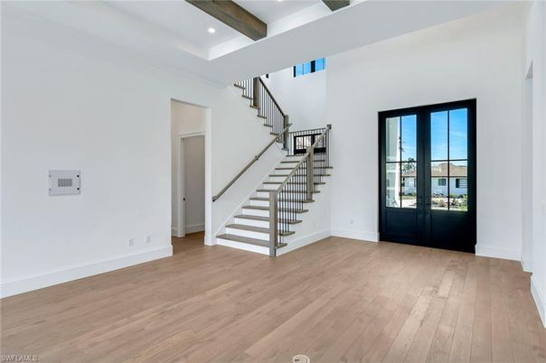 Empty room, Interior, Recessed Lighting, Wooden Beams, Wood Texture Flooring
