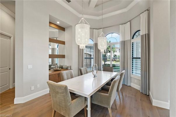 Chandelier, Dining room, Interior, Pendant Lights, Wood Texture Flooring
