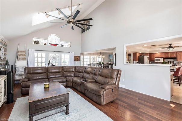 Dining room, Interior, Kitchen, Living room, Recessed Lighting, Wood Texture Flooring
