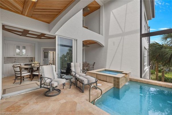Dining room, Interior, Pool, Wooden Ceilings