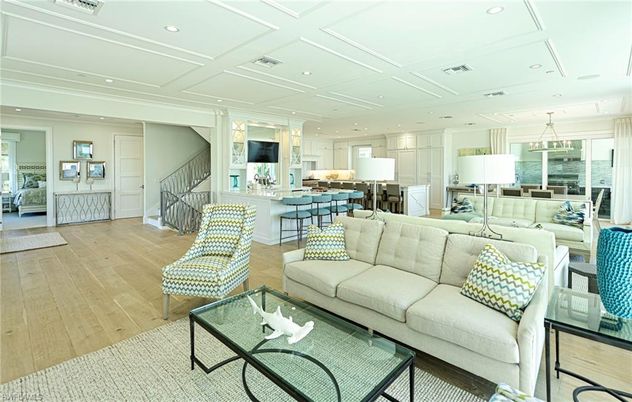 Interior, Kitchen, Living room, Pendant Lights, Recessed Lighting, Wood Texture Flooring