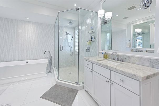 Bathroom, Dual Sink Vanities, Free Standing Baths, Glass Shower, Interior, Recessed Lighting