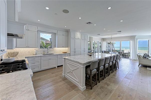 Dining room, Interior, Kitchen, Living room, Pendant Lights, Recessed Lighting, Water, Wood Texture Flooring